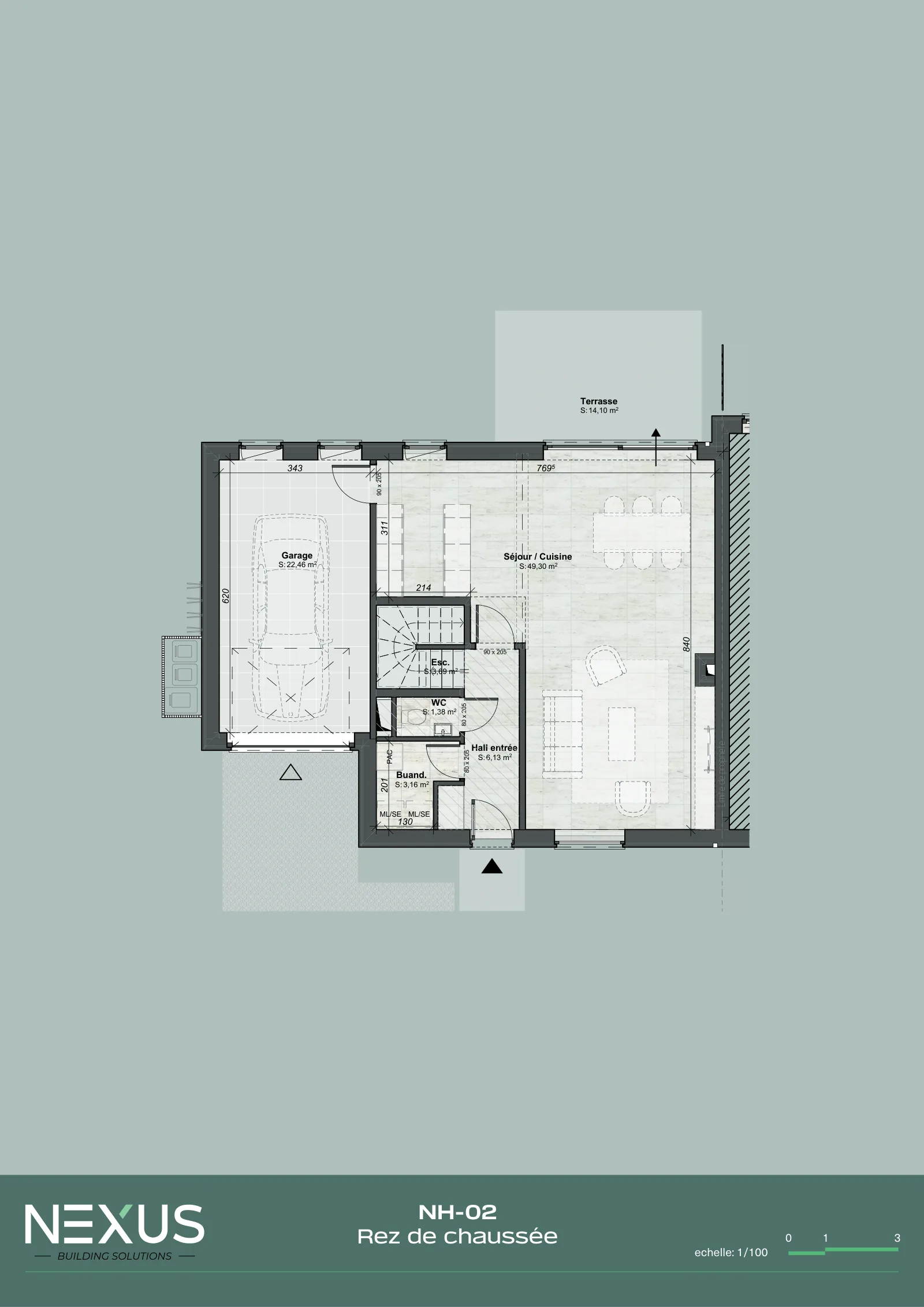 Plan des Modells NH-02 — Erdgeschoss
