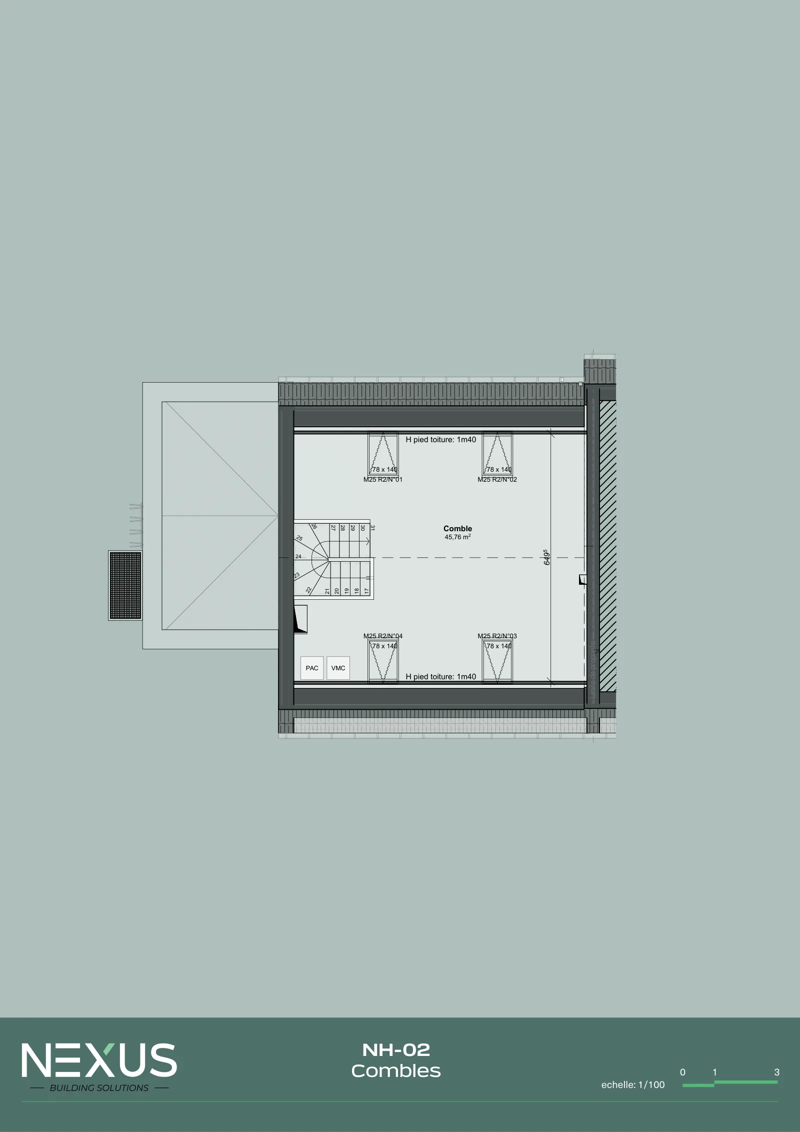 Plan des Modells NH-02 — Dachgeschoss