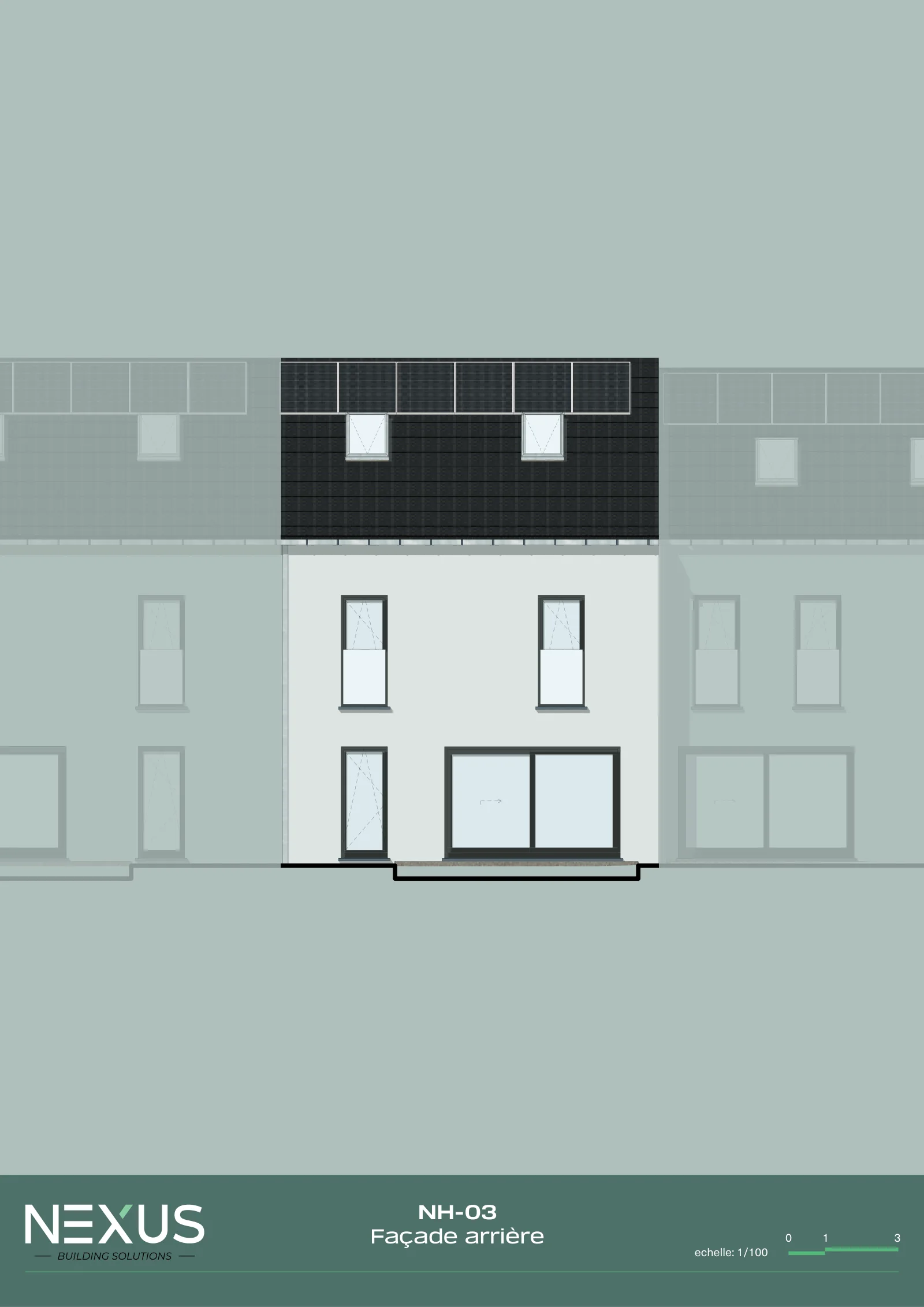 Plan du modèle NH-03 — Façade arrière