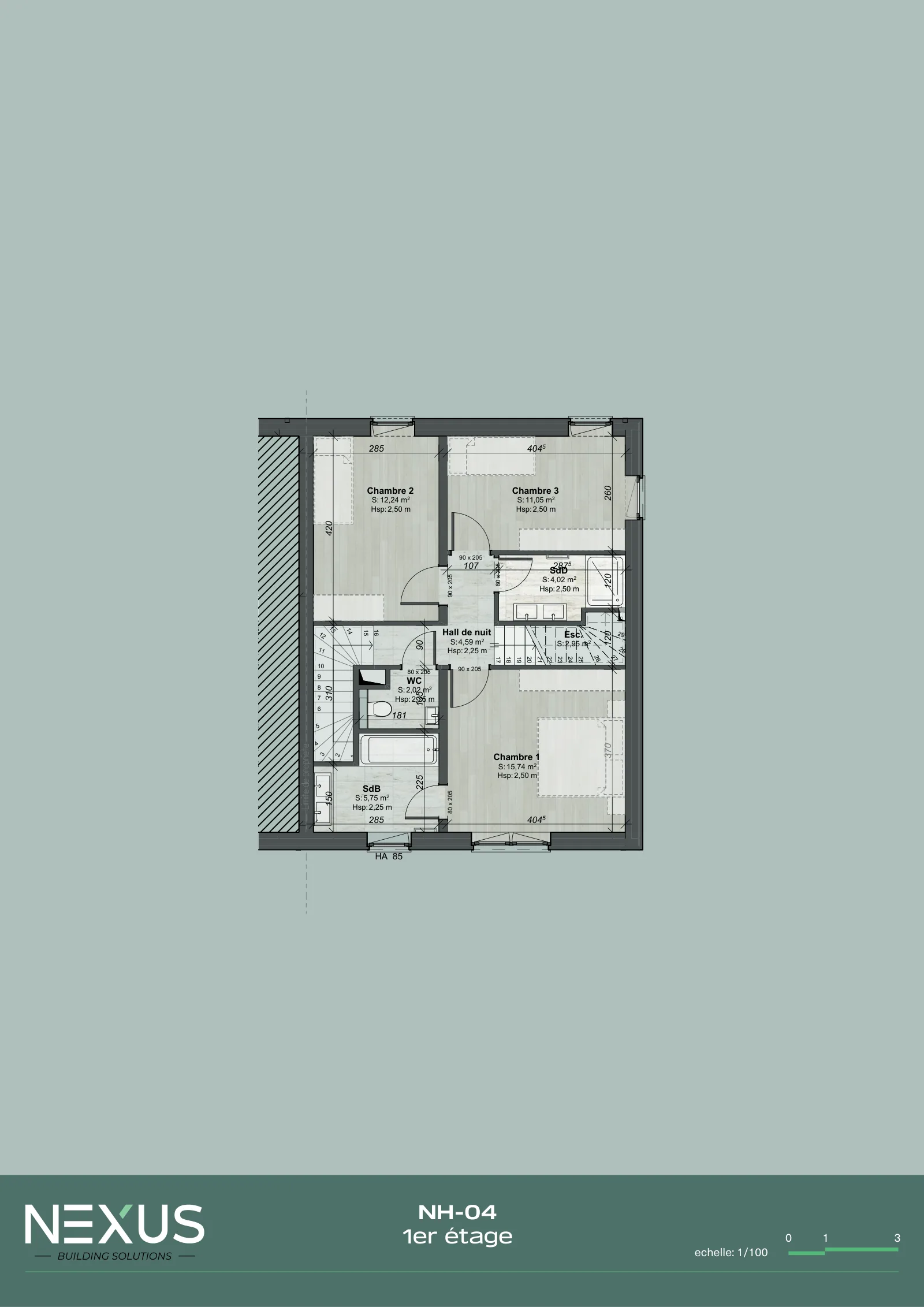Plan du modèle NH-04 — 1er étage