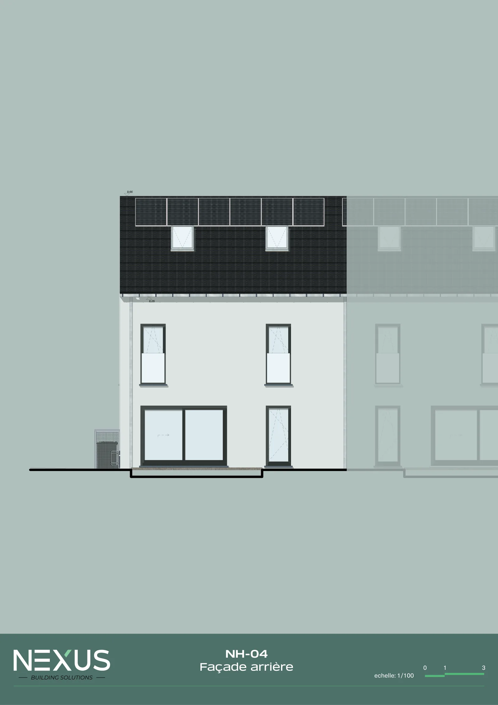 Plan du modèle NH-04 — Façade arrière